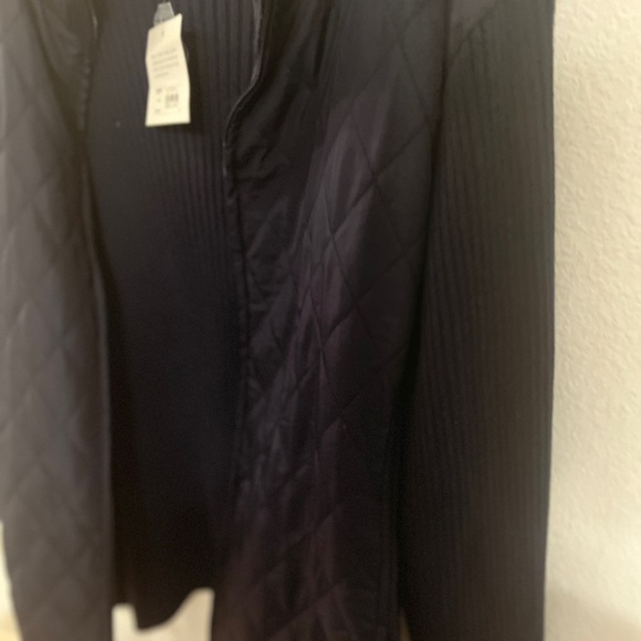 Croft & Barrow Navy Blue  Zipped Sweater with  Puffer Sleeves - Picture 7 of 15